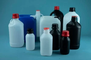 A group of UN HDPE liquid bottles